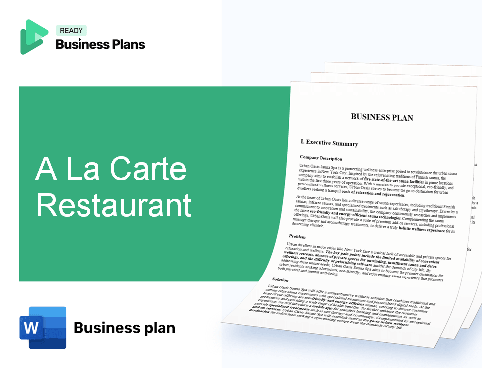 A La Carte Restaurant Business Plan