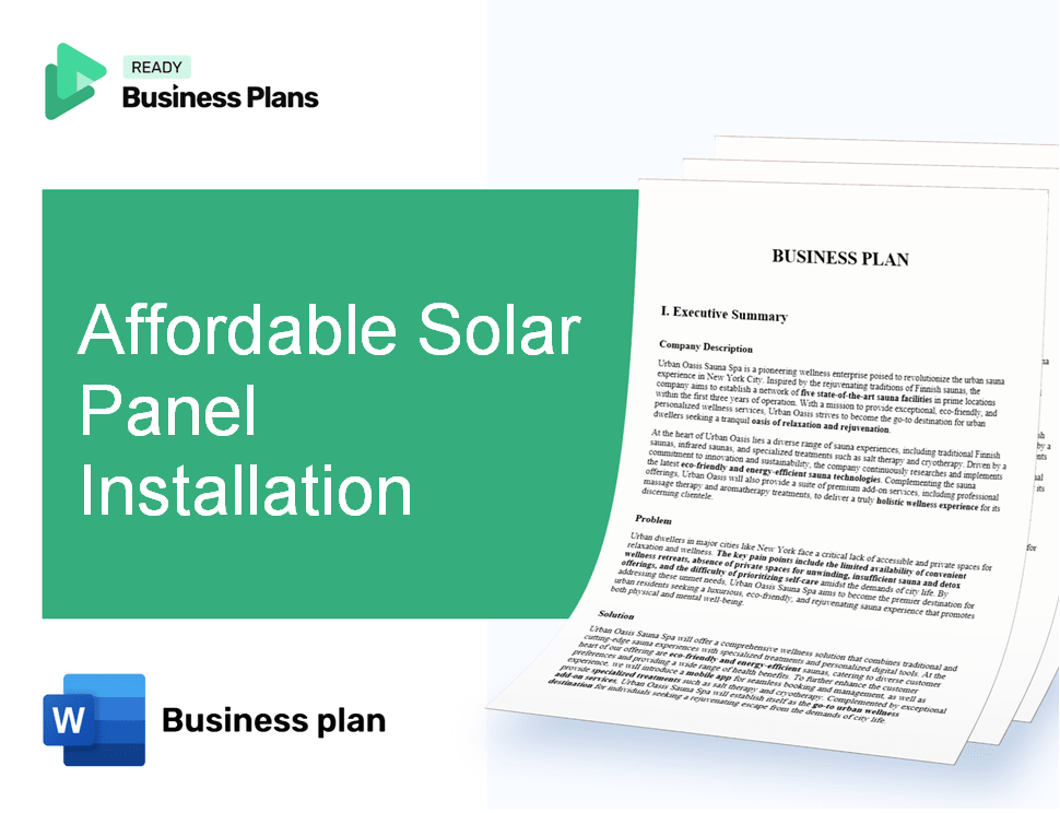 Affordable Solar Panel Installation Business Plan
