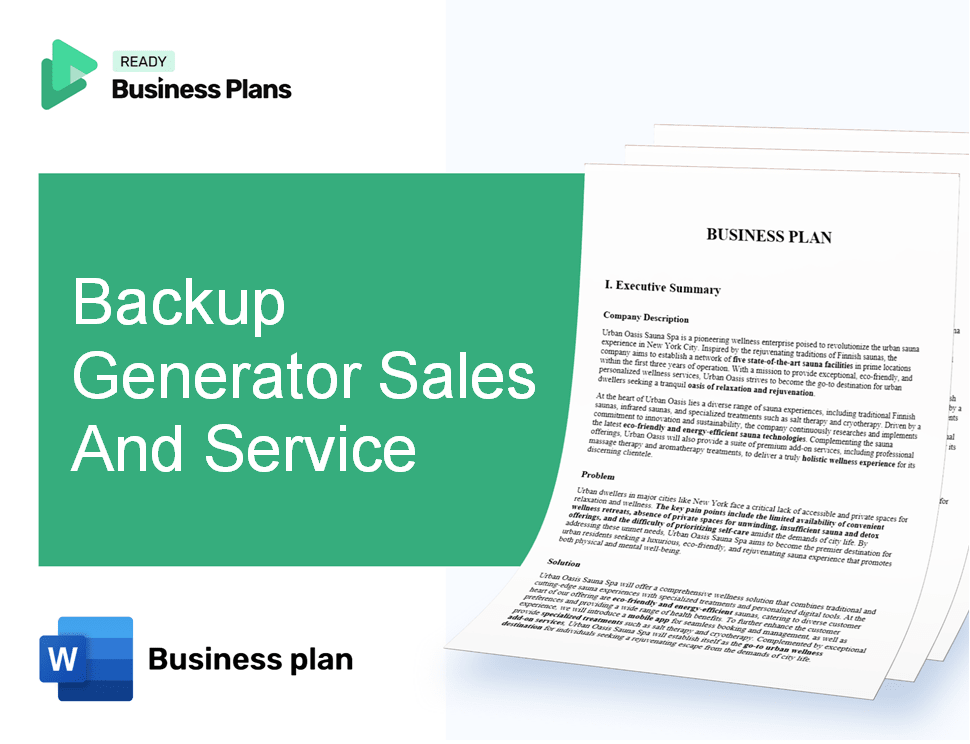Backup Generator Sales And Service Business Plan