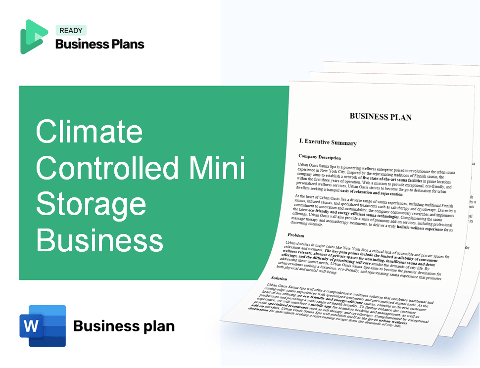 Climate Controlled Mini Storage Business Business Plan