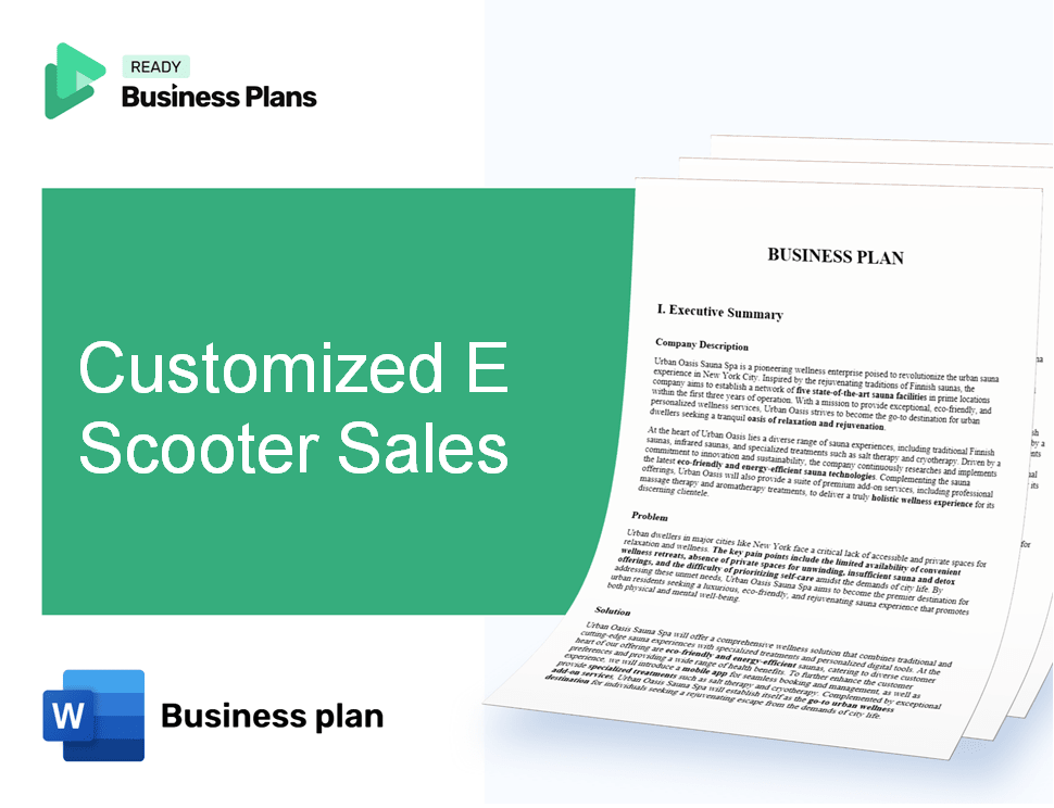 Customized E Scooter Sales Business Plan