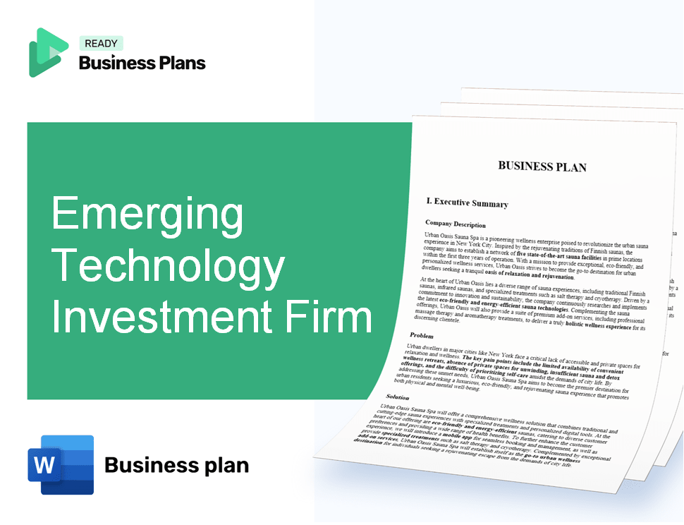 Emerging Technology Investment Firm Business Plan