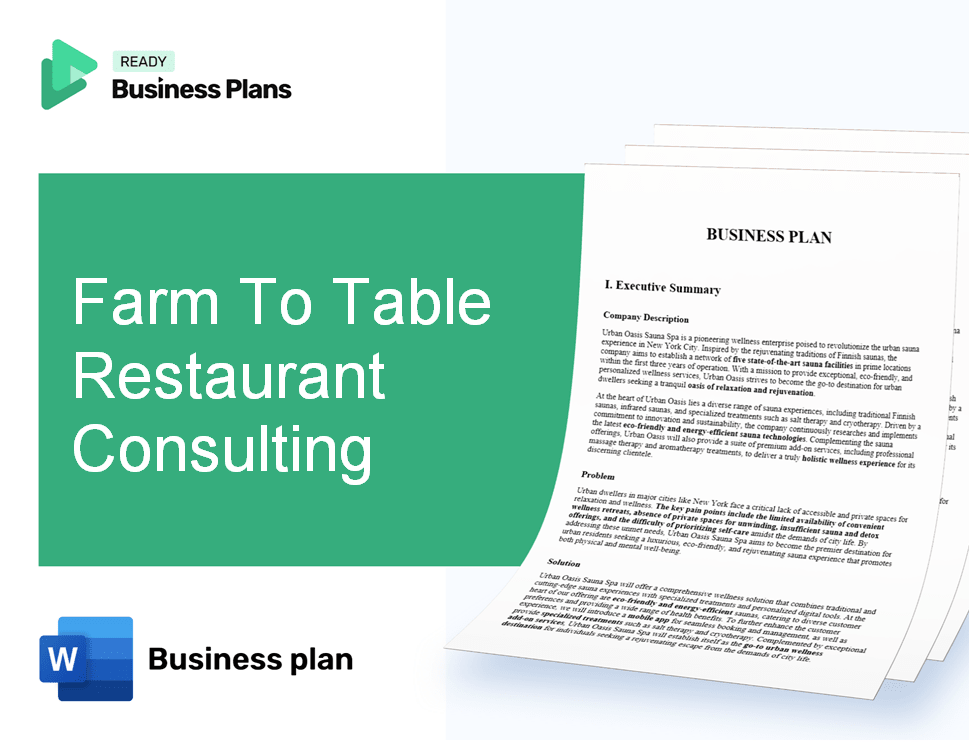 Farm To Table Restaurant Consulting Business Plan