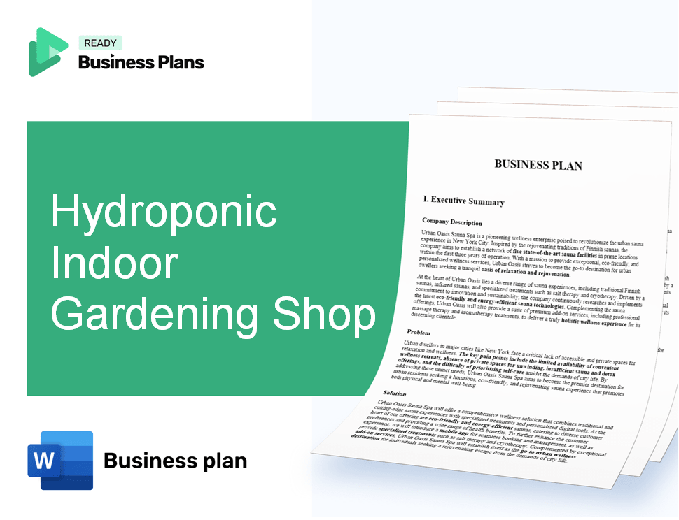 Hydroponic Indoor Gardening Shop Business Plan