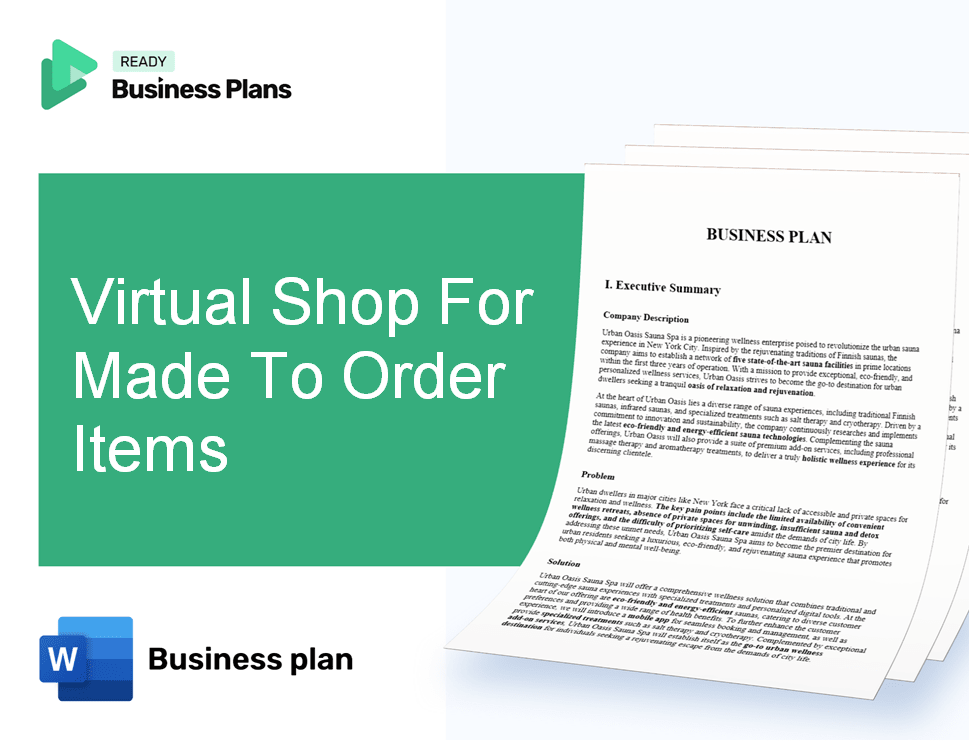 Virtual Shop For Made To Order Items Business Plan
