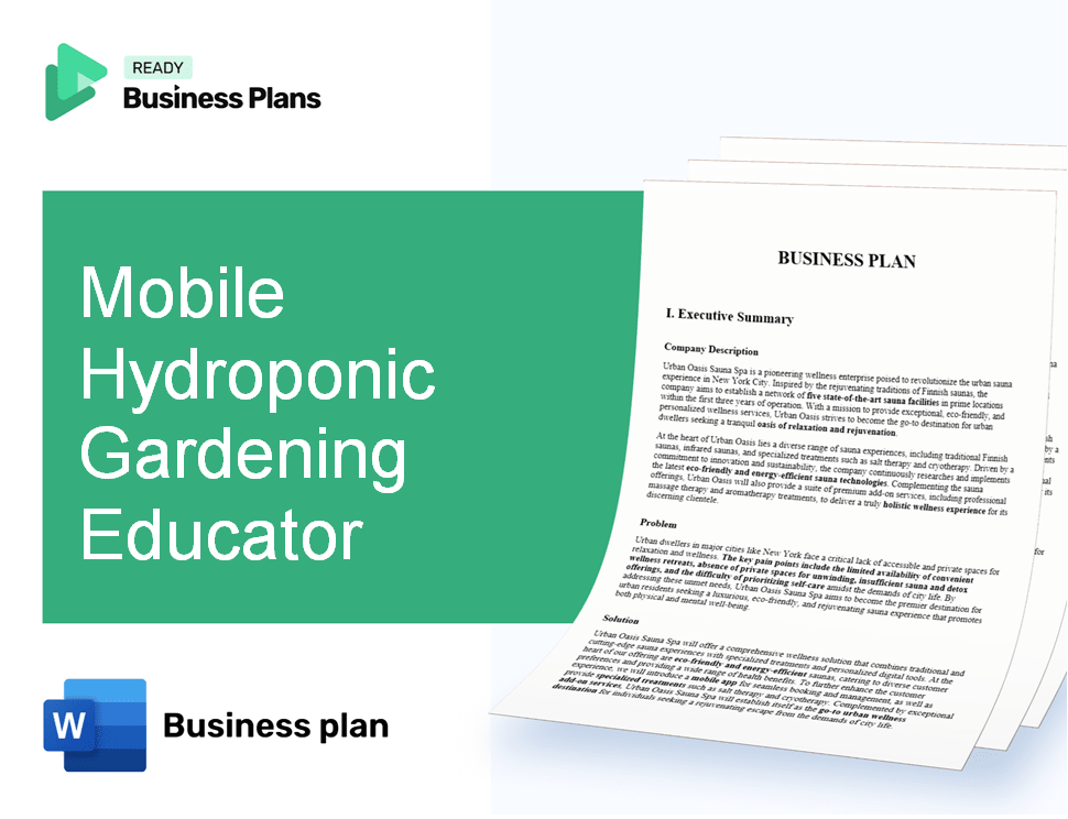 Mobile Hydroponic Gardening Educator Business Plan