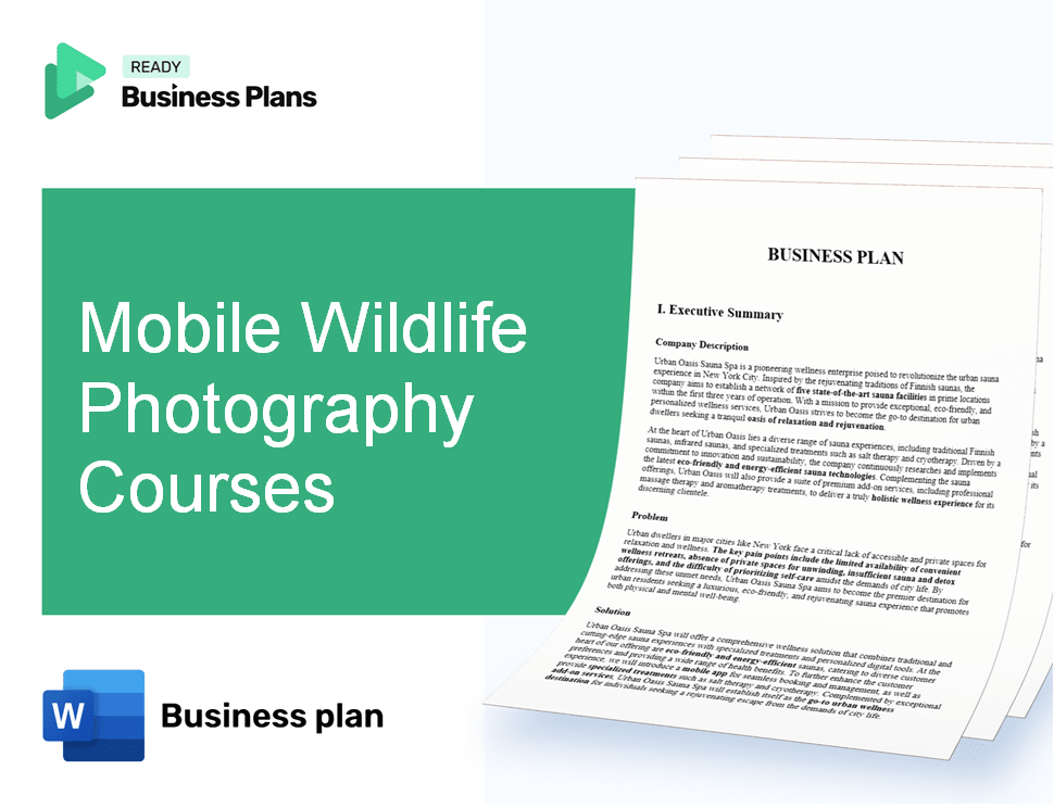 Mobile Wildlife Photography Courses Business Plan