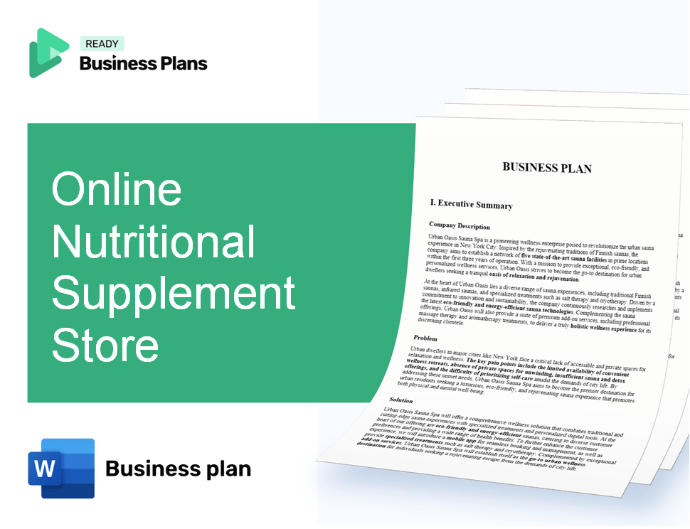 Online Nutritional Supplement Store Business Plan