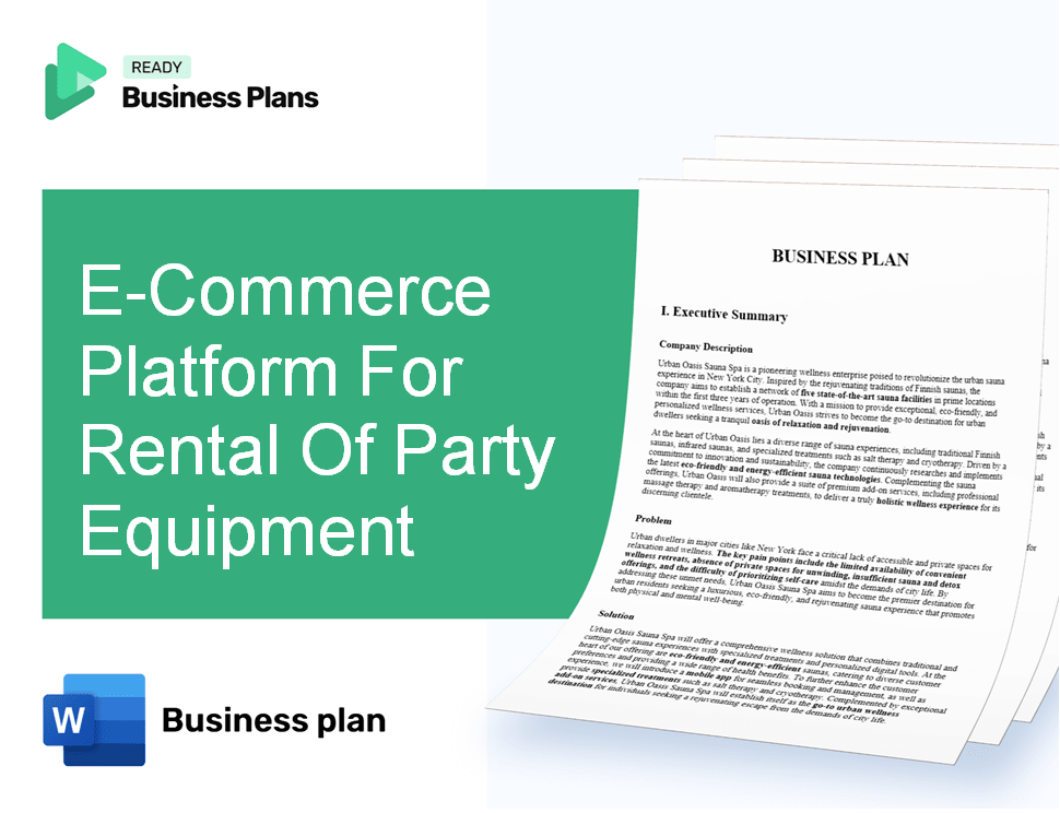 E-Commerce Platform For Rental Of Party Equipment Business Plan