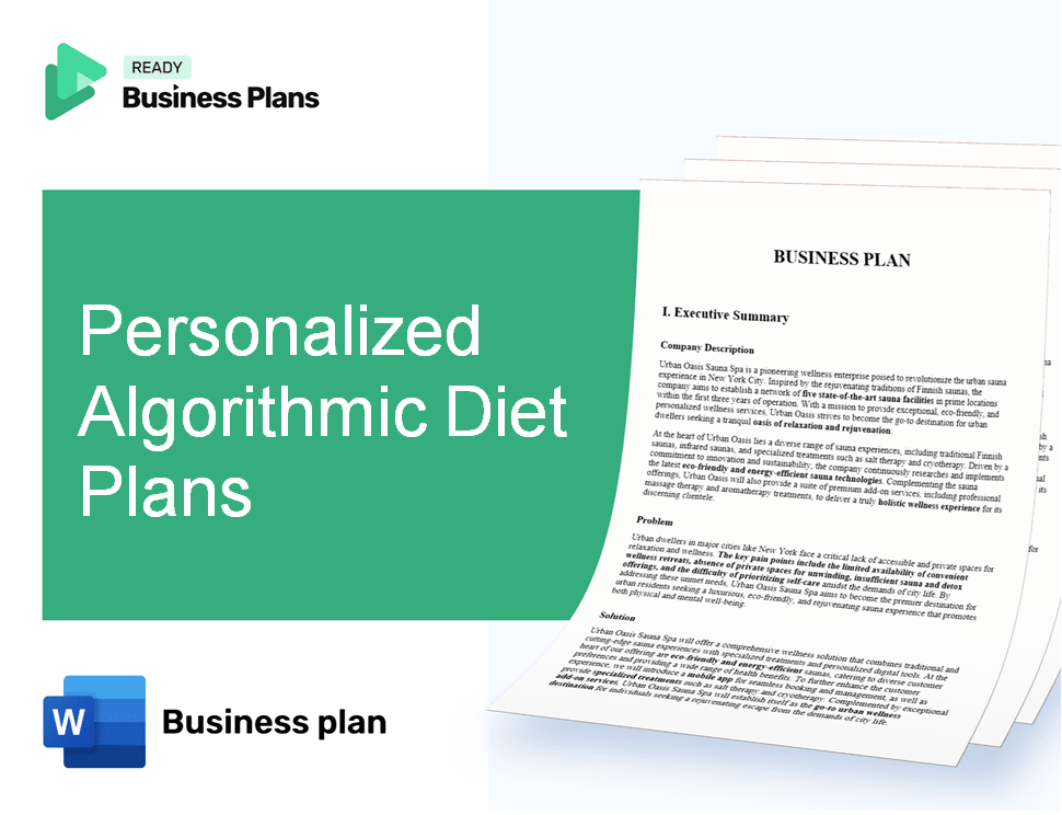 Personalized Algorithmic Diet Plans Business Plan