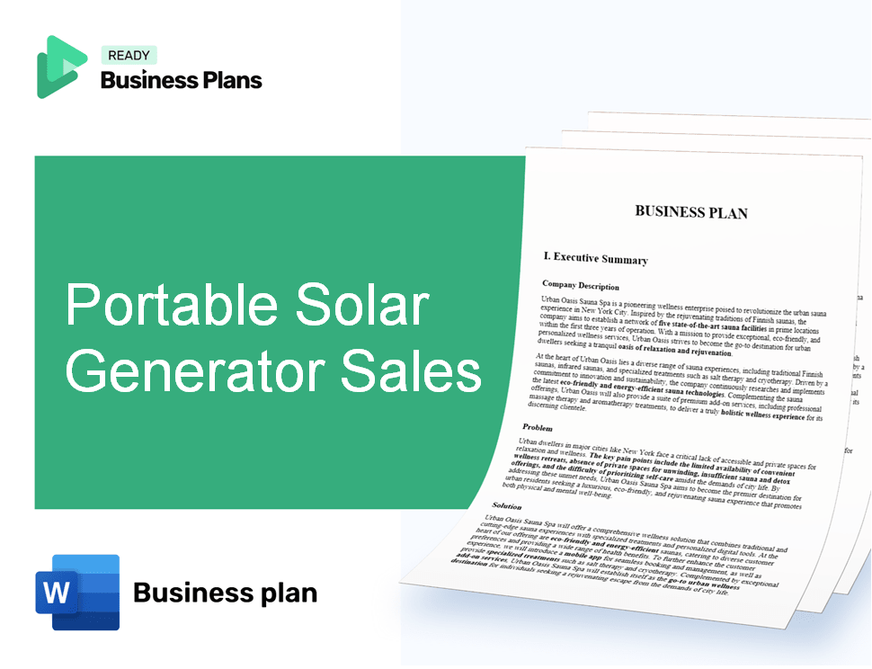 Portable Solar Generator Sales Business Plan