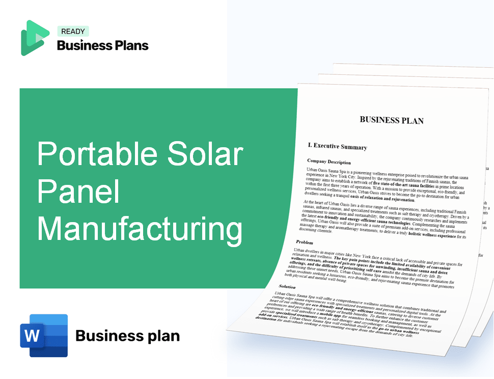 Portable Solar Panel Manufacturing Business Plan