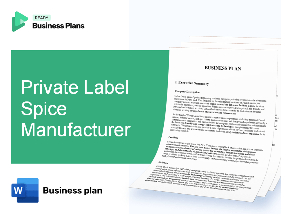Private Label Spice Manufacturer Business Plan