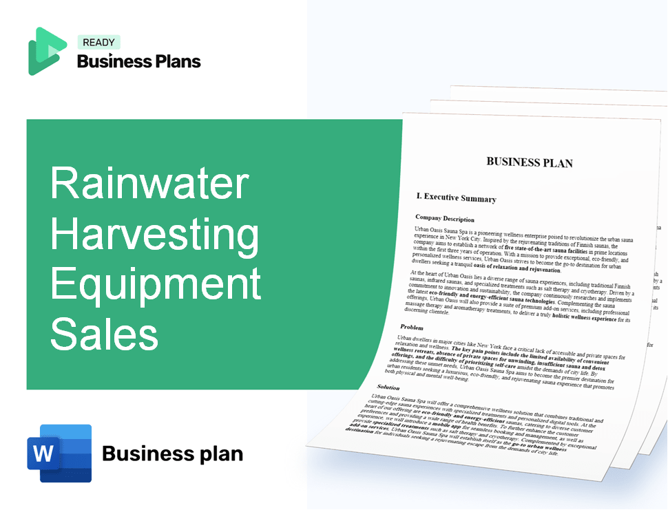 Rainwater Harvesting Equipment Sales Business Plan