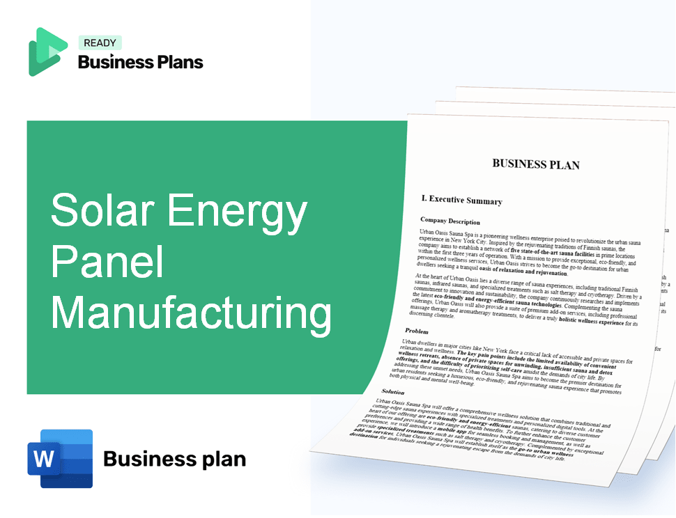 Solar Energy Panel Manufacturing Business Plan
