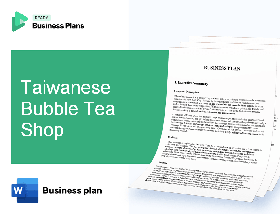 Taiwanese Bubble Tea Shop Business Plan