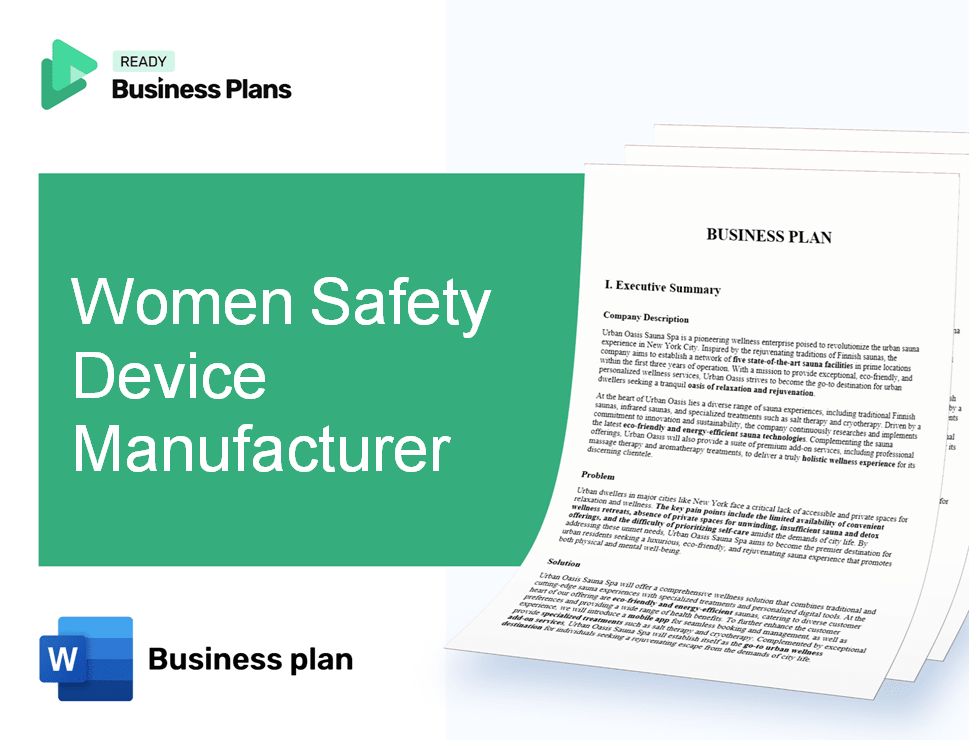 Women Safety Device Manufacturer Business Plan