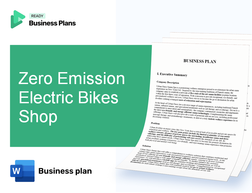Zero Emission Electric Bikes Shop Business Plan